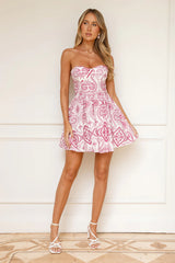 Romantic Serenade Strapless Mini Dress Pink