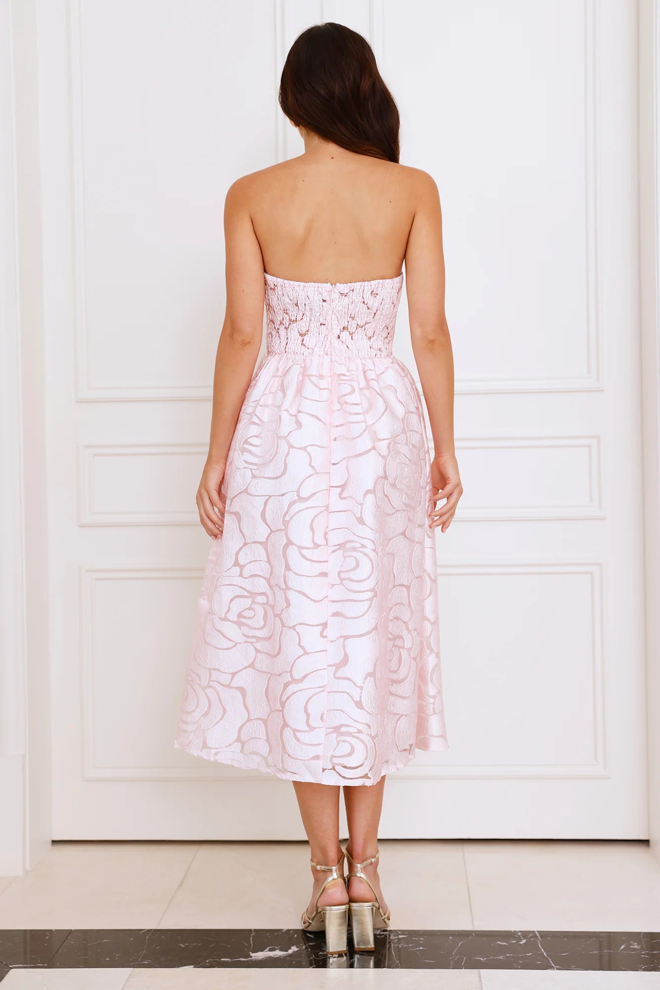 Nora Strapless Midi Dress Pink