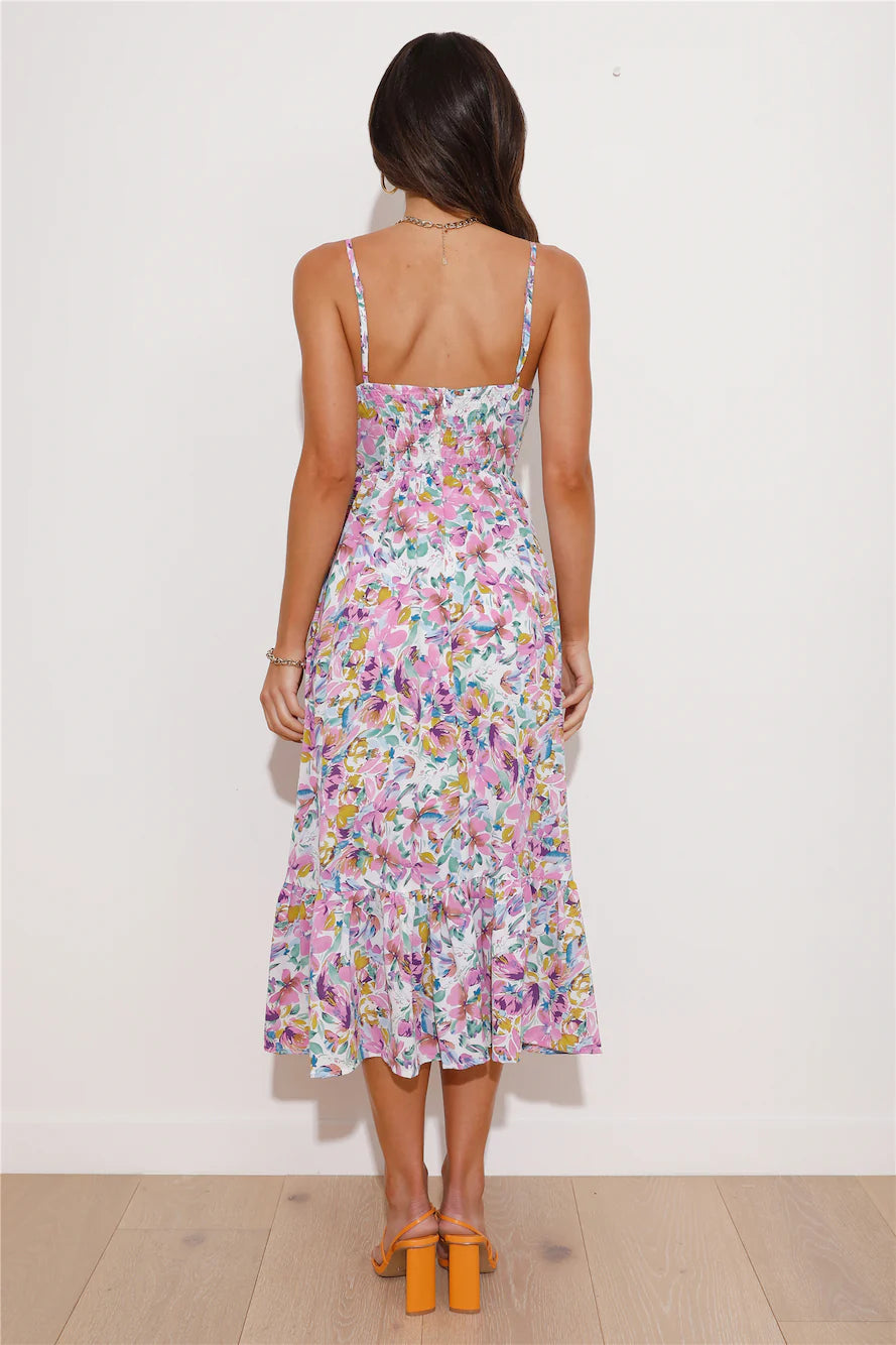 Blooming Scent Midi Dress White